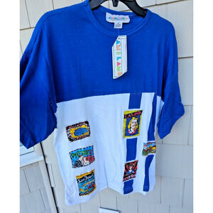 New A'MILANO T-Shirt Sequined Bling Gaudy 80's Putting on the Ritz Size M Ugly